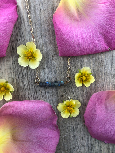 Labradorite Bar Necklace-14K Gold Fill