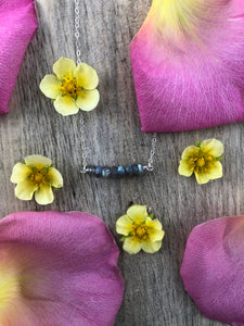 Labradorite Bar Necklace- Sterling Silver