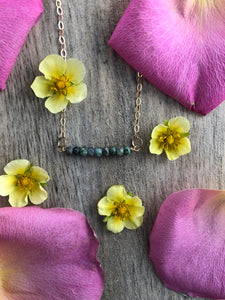 African Turquoise Bar Necklace-14K Gold Fill