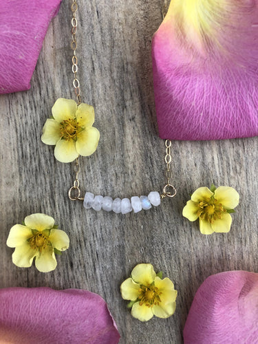 Moonstone Bar Necklace- 14K Gold Fill