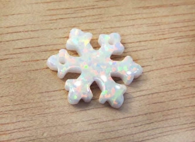 White Opal Snowflake Charm Necklace