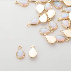 Dainty Opal Teardrop Charm Necklace