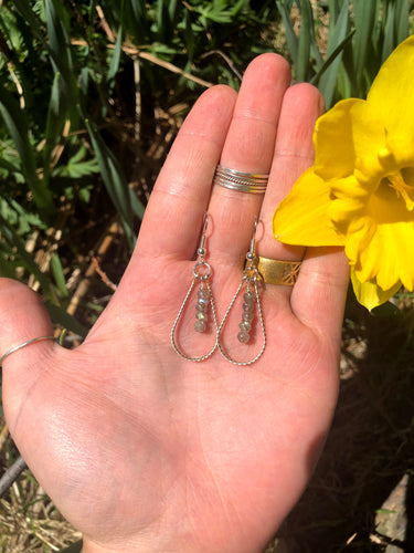 Labradorite Drop Hoops