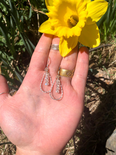 Rainbow Moonstone Drop Hoops