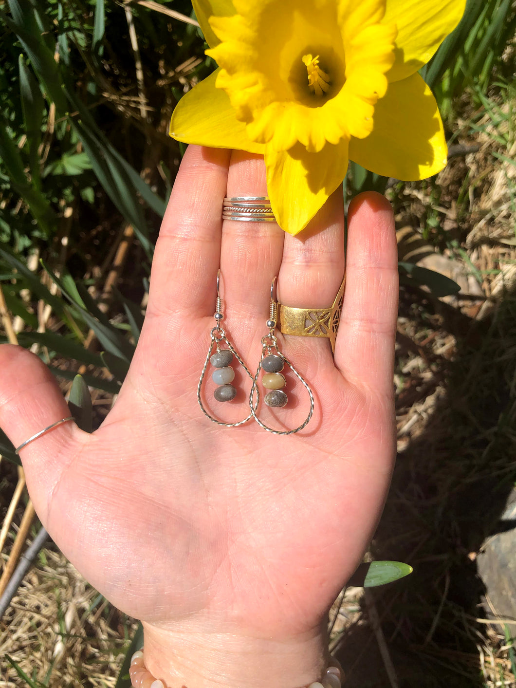 Amazonite Drop Hoops