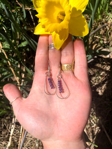 Amethyst Drop Hoops